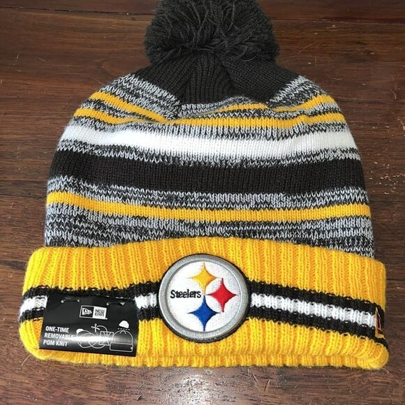 Pittsburgh Steelers New Era Ski Snowboard NFL Football Pom Knit Beanie Cap Hat - Picture 1 of 3